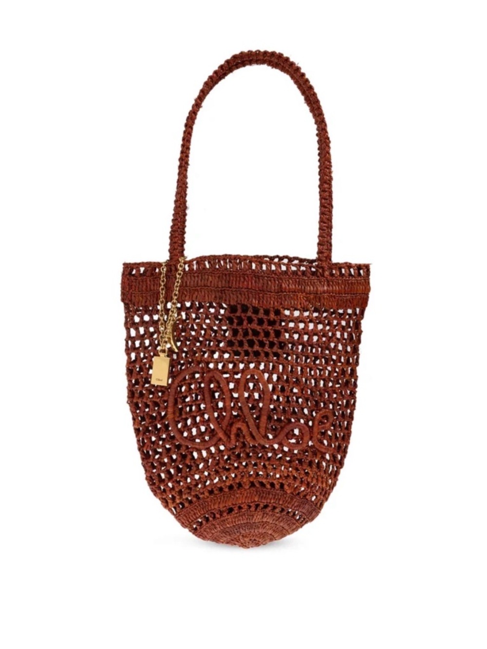 Chloé small summer banana raffia Tote with Gold Charm